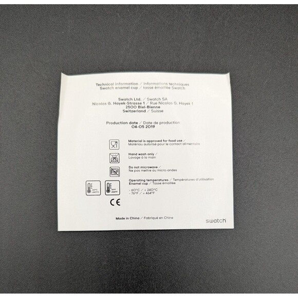 Swatch Black Enamel and Ceramic Mug Swag Gift New In Box - Picture 9 of 9